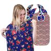 RMS 3 Pack Adult Bib Washable Reusable Waterproof Clothing Protector with Optional Crumb Catcher and Vinyl Backing 34"X18" (Butterfly/Blue Rose/Heritage)