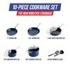 Blue Diamond 10 Piece Nonstick Cookware Set, Diamond Ceramic Pots & Pans, Dis...