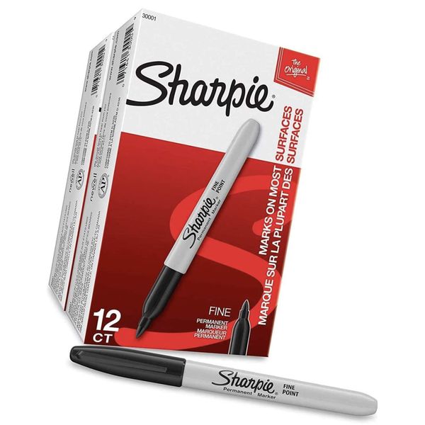 SHARPIE Fine Point Permanent Markers, 24 Markers (2 X Box's of 12), Black (30051)