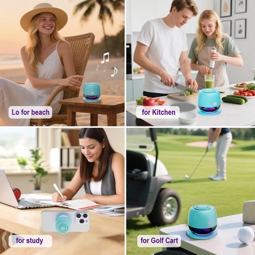 aipidmaga IPX67 Waterproof Shower Bluetooth Speaker,Magnetic Speakers,Wireless Induction Bluetooth Speaker with 6 RGB Light,Ideal Gift for Men,Women,Outdoor,Camping,Party,Room,Car,Home (Blue)