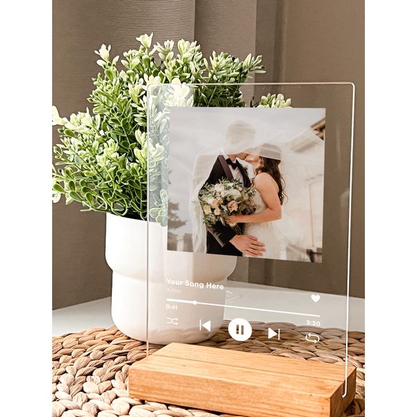 Personalized Picture With Song Wood Base Custom Frame