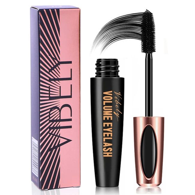 4D Mascara, 4D Silk Fiber Eyelash Mascara, Extra Long Lash Mascara, Thickening & Lengthening Lashes, Volume and Length, Clump-Free, Volumizing, Lash Extension Mascara Black