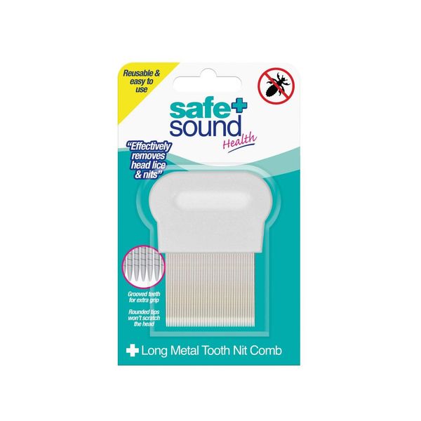 Safe & Sound Metal Long Tooth Reusable Comb for Wet Combing Removal of Head Lice and Nits, 0.03 kg,SA2768