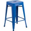 24'' High Backless Blue Metal Counter Height Stool - Industrial Style Stool