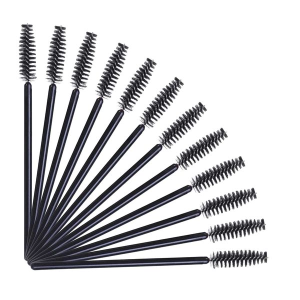 50 Pcs Disposable Mascara Wands, Eyelash Brush Spoolies for Eyebrow Eye Lash Extension (Black) (Black)