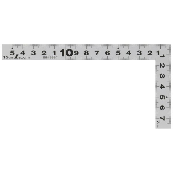 Shinwa Sokutei Measuring Square, Flat, Silver, Same Scale on Front and Back