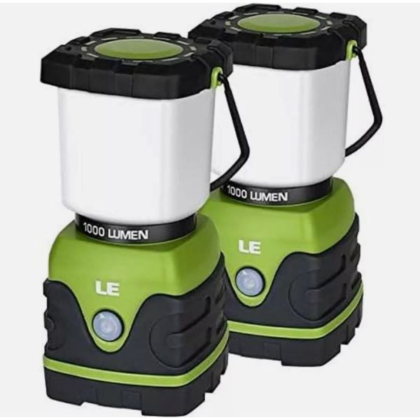 LE 1000LM Battery Powered LED Lighting Lantern Lamp Camping Portable 2-Pack