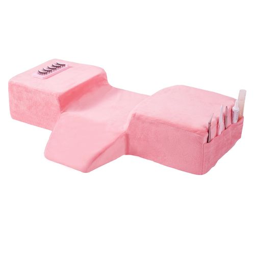 Sankell Beauty Salon Lash Pillow,Comfortable Velvet Memory Foam Eyelash Extension Pillow,Ergonomic Neck Pillow,Protect The Neck When Used for Lash Extension Grafting Make Up(Pink)