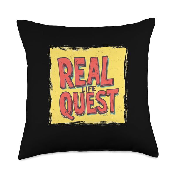 Vibrant Real Life Quest Speech Emblem Throw Pillow