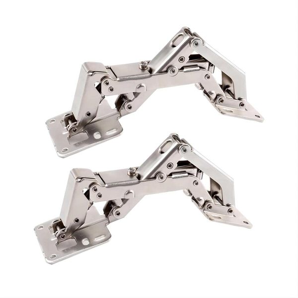 Qrity 2X Pack of Big Kitchen Cabinet Door Hinges Cupboard Door 170 Degree Hinges + 16 Fixing Screws - Large Angle Door Hinges - No Slot Required - Easy to Install