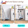 Mop and Broom Holder Wall Mount Rustic Wood Broom Mop Hanger Wall Mounted Tool