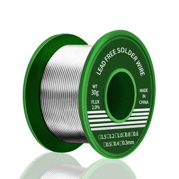 Meccion Solder Wire 0.8mm 30g Lead Free Soldering Wire Sn99.3 Cu0.7 with Rosin Core Tin Wire for Electronic Electrical Soldering Components Repair and DIY