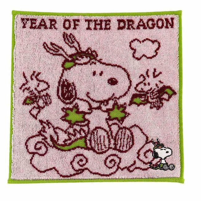 Snoopy SNOOPY 000193-0026-01 Towel Handkerchief, Dragon, Zodiac, Dragon (Green), Women's, Hand Towel, Approx. 9.8 inches (25 cm), Peanuts