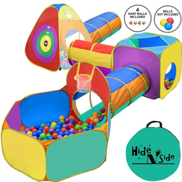 Hide N Side 6pc Kids Ball Pit Basketball Tent Tunnel Toy w/ Bag! FREE EXP SHIP!!