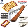 Solid Wood L-Shape Handle Barber Shaving Razor Straight Shave Cut Throat Blades