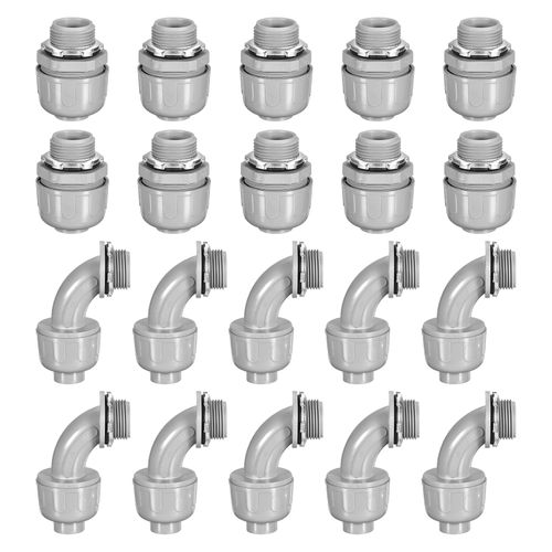 MECCANIXITY 20pcs 3/4" NPT Liquid Tight Connector PVC Electrical Conduit Fittings Flexible 180 Degree and 90 Degree for Tube