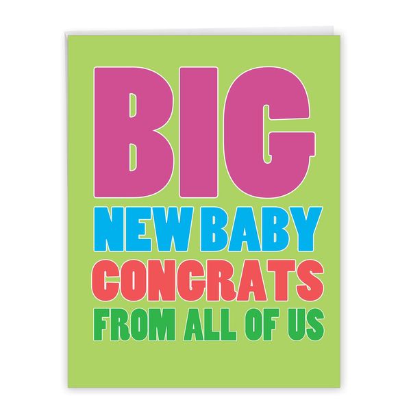 NobleWorks, Hilarious New Baby Congratulations Card, Pregnancy Notecard w/Envelope, From All of Us (8.5 x 11 Inch), Big New Baby Congrats J2725BBG-US