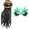 Robelli Jamaican Rasta Dreadlocks Beanie Hat Wig + Glasses