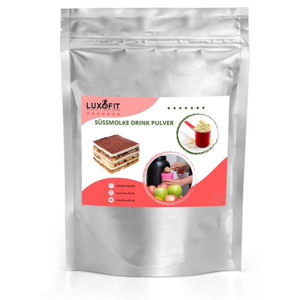 Luxofit Tiramisu Süßmolke Drink Pulver mit Whey Protein, Molkepulver, Proteinreiches Trinkpulver, schnelle und einfache Zubereitung, Made in Germany, Vegetarisch (10 Kg)