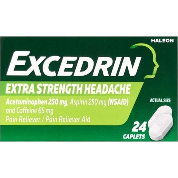 Excedrin Extra Strength Caplets for Headache Pain Relief, 24 Count