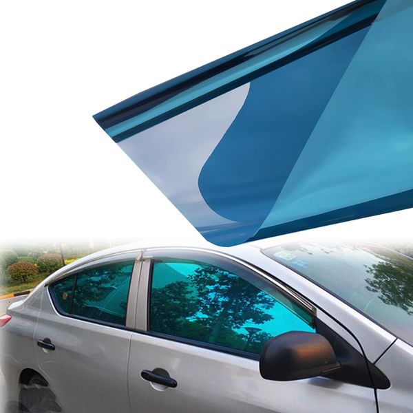 XhuangTech 35% VLT Car Window Tint Film Windshield Solar Protection Film Privacy Heat & UV Block Scratch Resistant Membrane 19.68" in x 9.84' Ft Feet Plated Blue