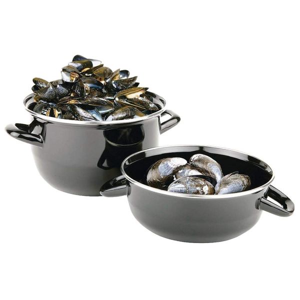 Mussel Pot 15Kg 225mm Stainless Steel Black Stockpot Saucepan Cookware