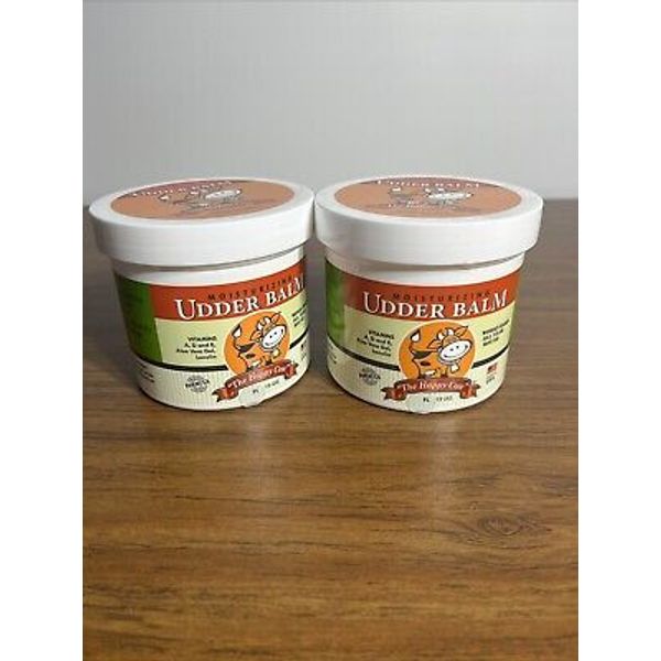 The Happy Cow Moisturizing Udder Balm - 12 Ounce Jar.  2 Jars.