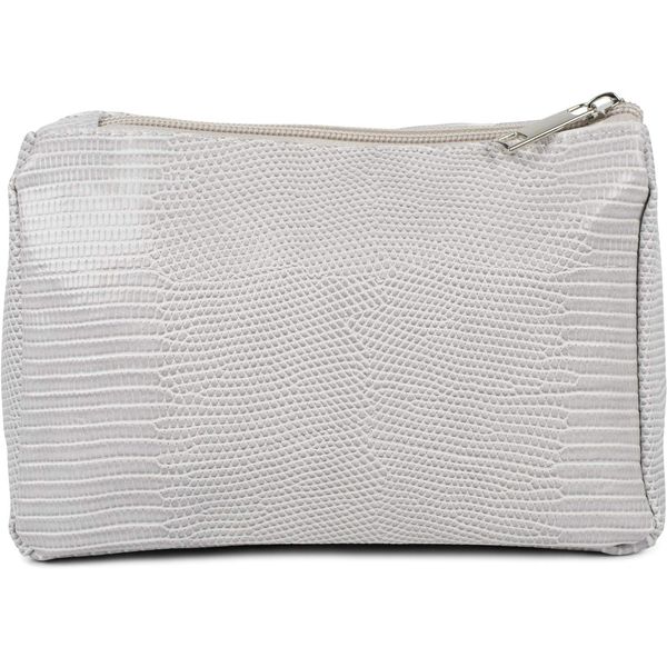 styleBREAKER Ladies Beauty Bag Crocodile Leather Look Surface, Cosmetic Bag, Make up Bag, Bags Organizer 02013018, Color:Light-Grey