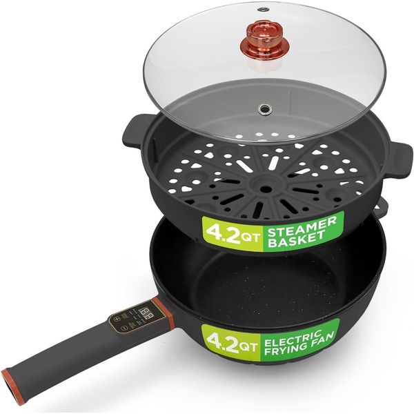NutriChef Multifunctional Electric Frying Pan - Non-Stick, 1000W
