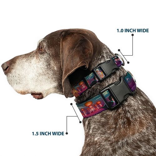 Buckle-Down Plastic Clip Collar - Aladdin & Jasmine Scenes/Castle/Birds - 1/2" Wide - Fits 9-15" Neck - Large