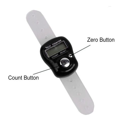 Digital lap counter, mini finger counter, 2 pieces counter, electronic hand counter, finger counters, digital LED finger clicker, electronic finger counter, finger counter, manual counter (black