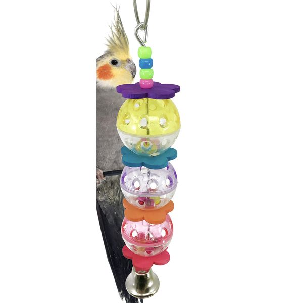 Bonka Bird Toys 3100 Ball Daisy Bird Toy Parrot Plastic Rattle cage Ball Wood chew Forage Perch Swing Parakeet Conure Cockatiel Rainbow Ladder Accessories Bridge Playground Gym Supplies