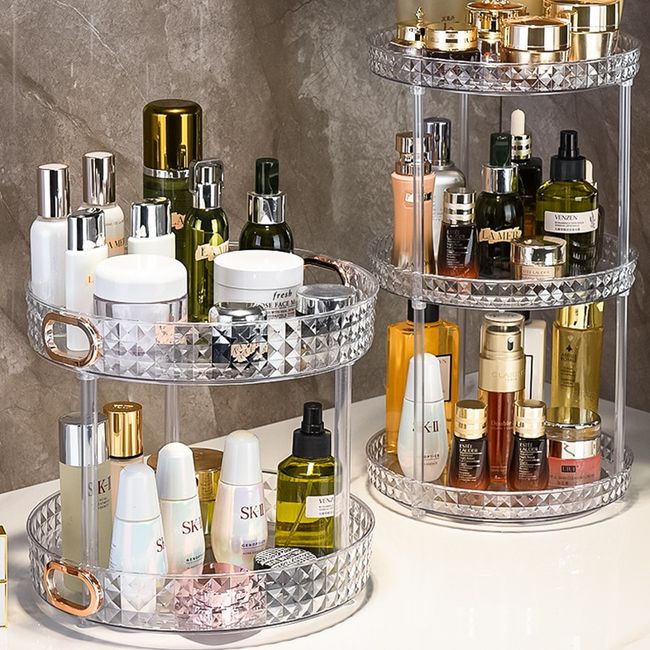 Luxury Plastic Storage Rack Desk Organizer Multifunctional Bathroom Vanity  Tray for Perfumes Makeup Holder Kitchen Spice Rack