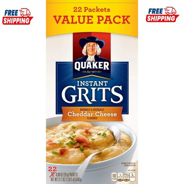Quaker, Instant Grits, Cheddar Cheese, 0.99 oz, 22 Packets