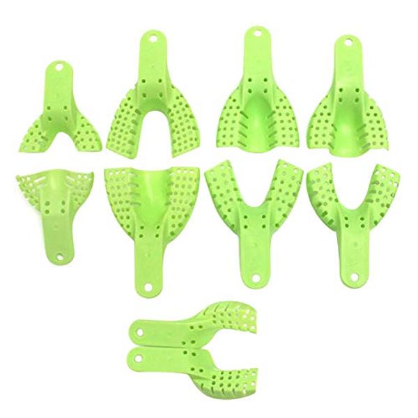 BONEW 10x Dental Impression Trays Plastic Tooth Tray U Shape Teeth Holder Tools Green