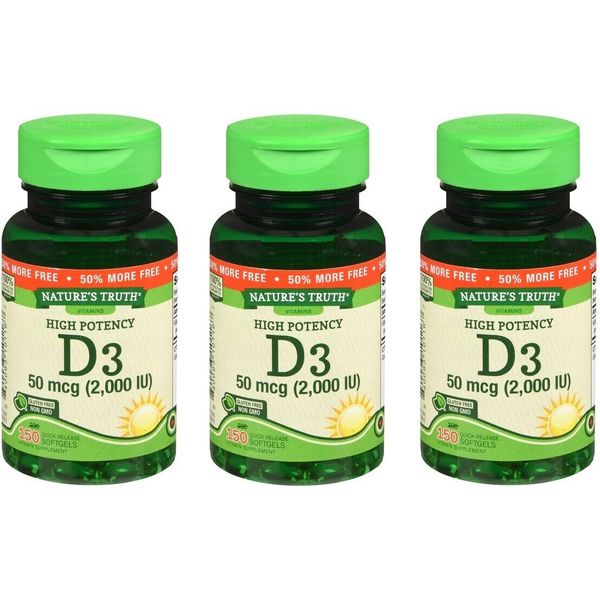 Nature's Truth Vitamin D3 2000IU Softgels 150ct (3 Pack)