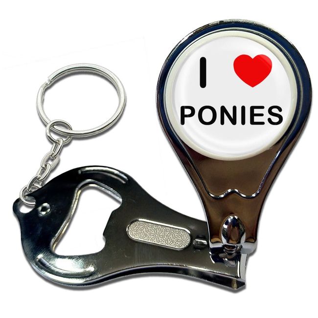 BadgeBeast.co.uk I love Ponies - Key Ring Bottle Opener and Nail Clipper