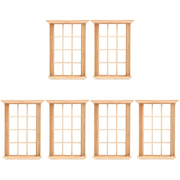 Angoily 1: 12 Scale Dollhouse Windows, 6 PCS Simulated Twelve Lattice Miniature Wooden Windows Frame Photograph Props