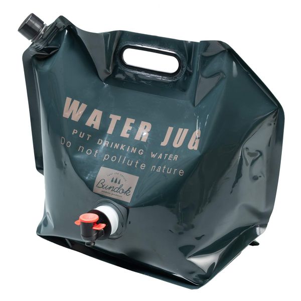 BUNDOK BD-347 Folding Jug 1.8 gal (7 L) Water Bag, Gusset, Cock Included, Disaster Prevention, Foldable, Compact, Lightweight