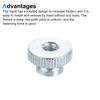 sourcing map Knurled Thumb Nuts, 15Pcs M5x0.8mm Iron Round Knobs Fasteners for 3D Printer Part, Silver Tone