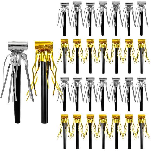 30 Pcs Party Blowers, Party Blowers Christmas, Birthday Blowers, Party Blowers for Kids Events Eve Party Horns Whistles Gold Silver Party Blowers for Christmas Birthday Party Favors