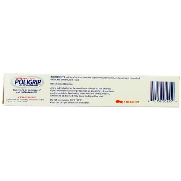 SUPER POLIGRIP Denture Adhesive Cream Original 2.40 oz (Pack of 10)