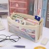 Cedar Eight Transparent Pencil Case, Large Capacity, Stylish, Clear, Convenient, Multi-Purpose, Folding, Pink, Clear