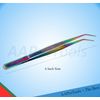 AAProTools Multi Titanium Rainbow Color 6" Bent Tweezers - Perfect for Sergers