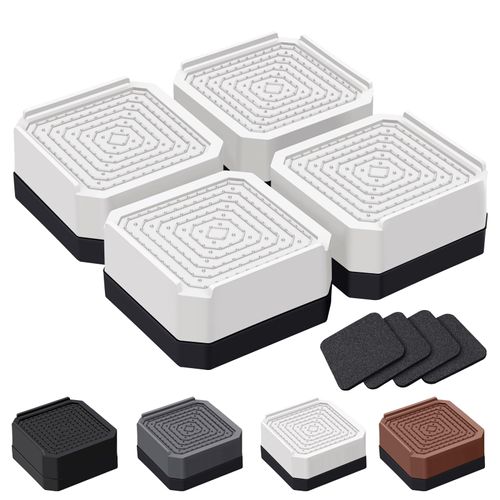 ANNKUT Bed Risers and Furniture Risers, Heavy Duty Adjustable Lifting Blocks for Couches, Desks, and Chairs, Elevates 1.5 Inches, Holds up to 4000 lbs (White)