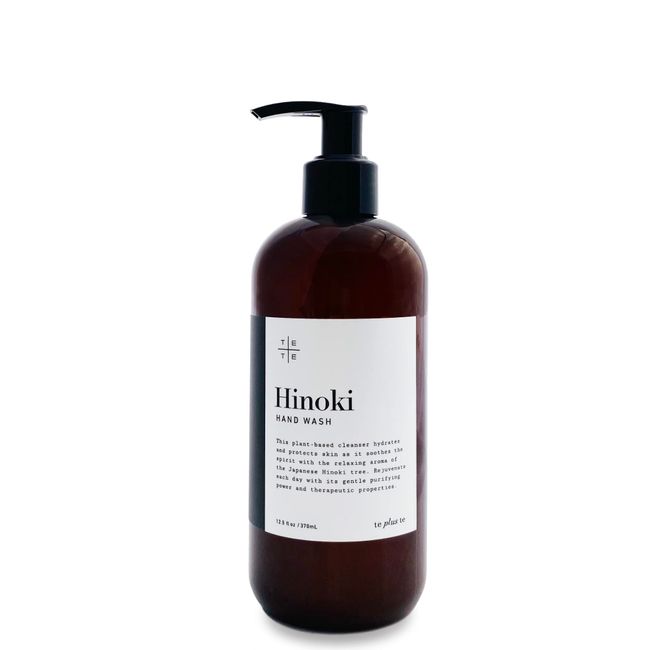 TE + TE Hinoki Hand Wash with Organic Ingredients and Japanese Hinoki Essential Oil, Gentle to Skin and Environment, Soothing Aroma. Paraben Free, Sulfate Free, Cruelty Free, Vegan