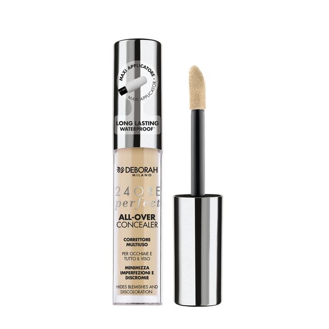 Deborah Milano – Flüssigkeitskorrektor 24 Stunden Perfect All-Over Concealer, 2.1 Licht, Long-Lasting und Wasserfest, hohe Dichtigkeit, Minimiert Vervollkommnung, Augenringe und Gesichtsdiskromien