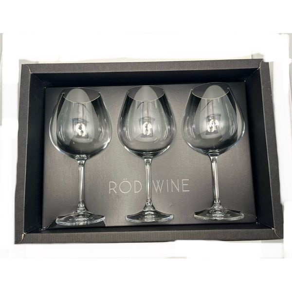 RODWine Fine Modern Etching Red Wine Glasses 3-Set Damaged Box