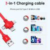 Gartmost Single Pull Three in One Charging Cable Cord. 3 in 1 Charging Cable Retractable. Data Transmission. Compatible with Phone, Android, Tablet (Green)
