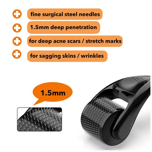 AUDUODUO® Mikron Roller 1.5 mm with Silver Surface, 540 Micron for Skin and Hair Care - Safe, Effective Micron Roller for Men & Women - 2025 Edition